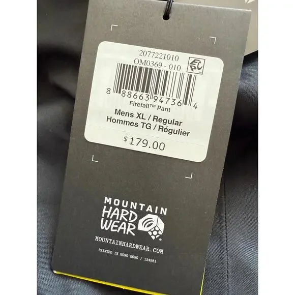NEW Mountain Hardwear Firefall Ski Snowboard Pants Black Men's SZ XLarge Regular